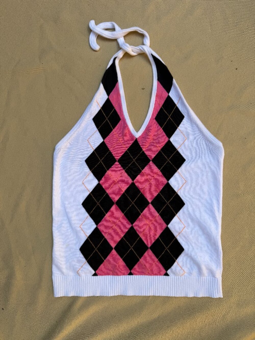 Vintage JCrew Argyle Knit Halter Top Featured in John Tucker Must Die Y2K Grail - Picture 5 of 9